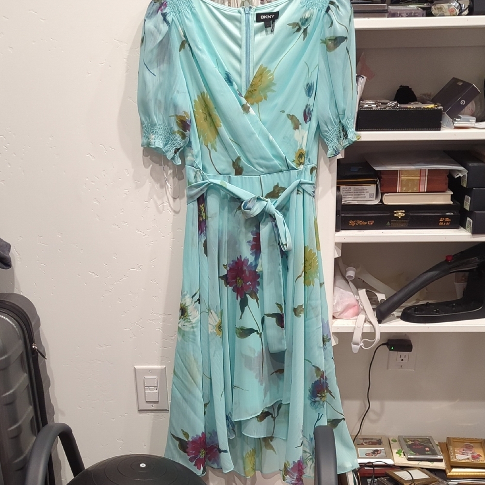 DKNY Floral Blue Dress